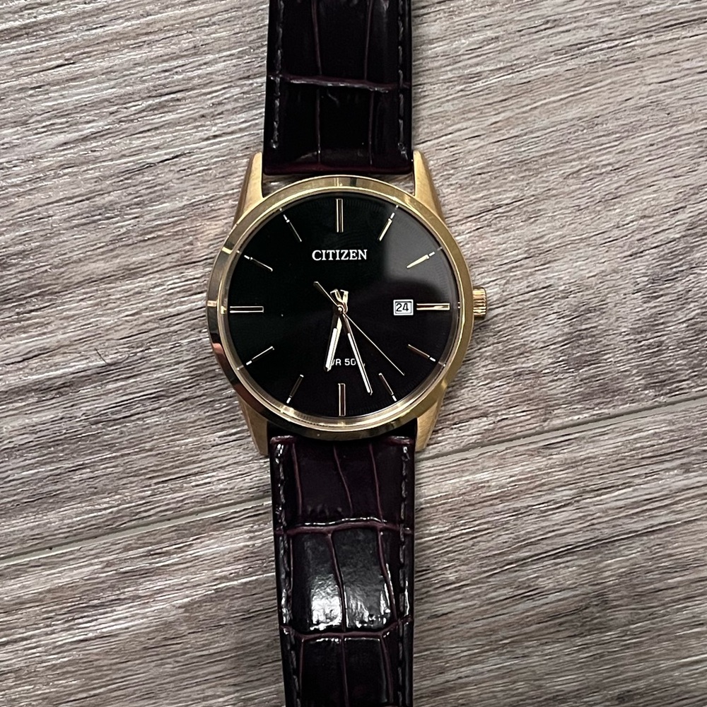 Citizen Quartz watch Brown Leather/Gold